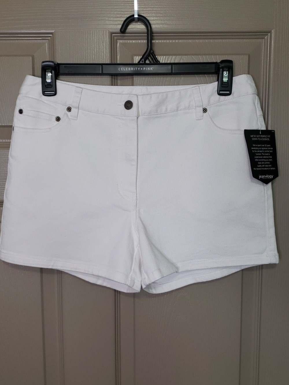 Jeanology Collection NWT White High Rise Denim Stretch  Shorts Size 12